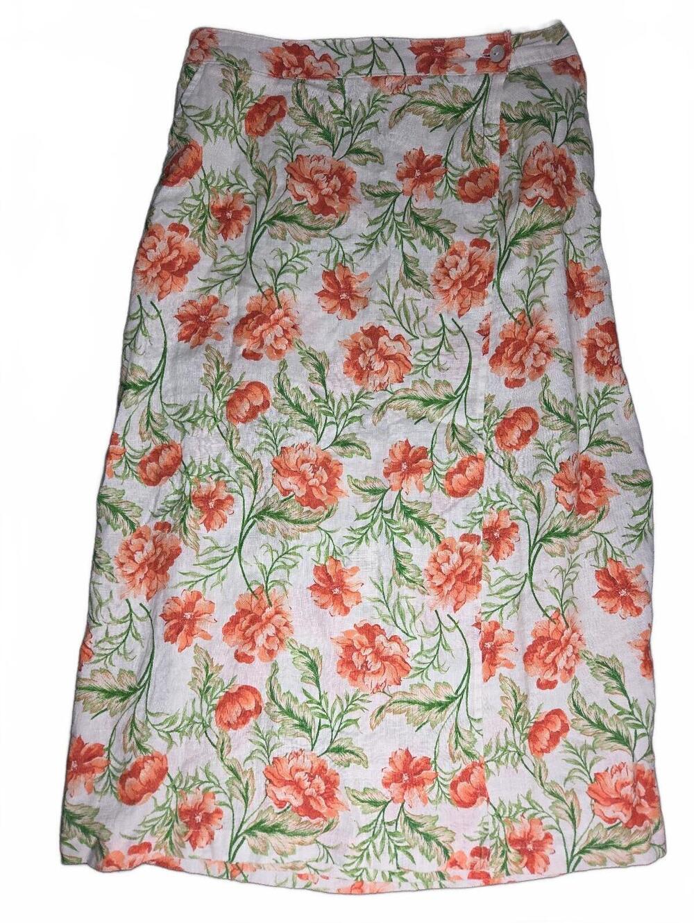 Joie 100% Linen Floral Midi Skirt Size L